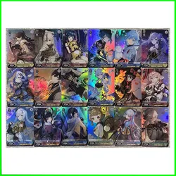 Genshin Anime Characters DIY Collectible Card Yae Miko Ganyu Keqing Laser Flash Card Boy Game Toys Christmas Birthday Present