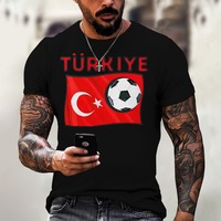 Türkiye Flag Unisex T-Shirt Summer Football Sports T-Shirt Casual Men's Short Sleeve Top 2024 Turkish Fan T-Shirt Men's Clothing