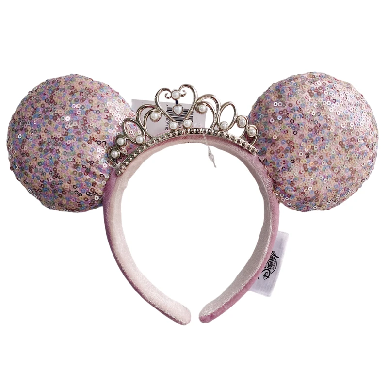Disney Minnie Mickey Ears Headband Holiday Party Sequins Headdress Bows EARS COSTUME Headband Cosplay Plush Adult/Kids Gift image 3