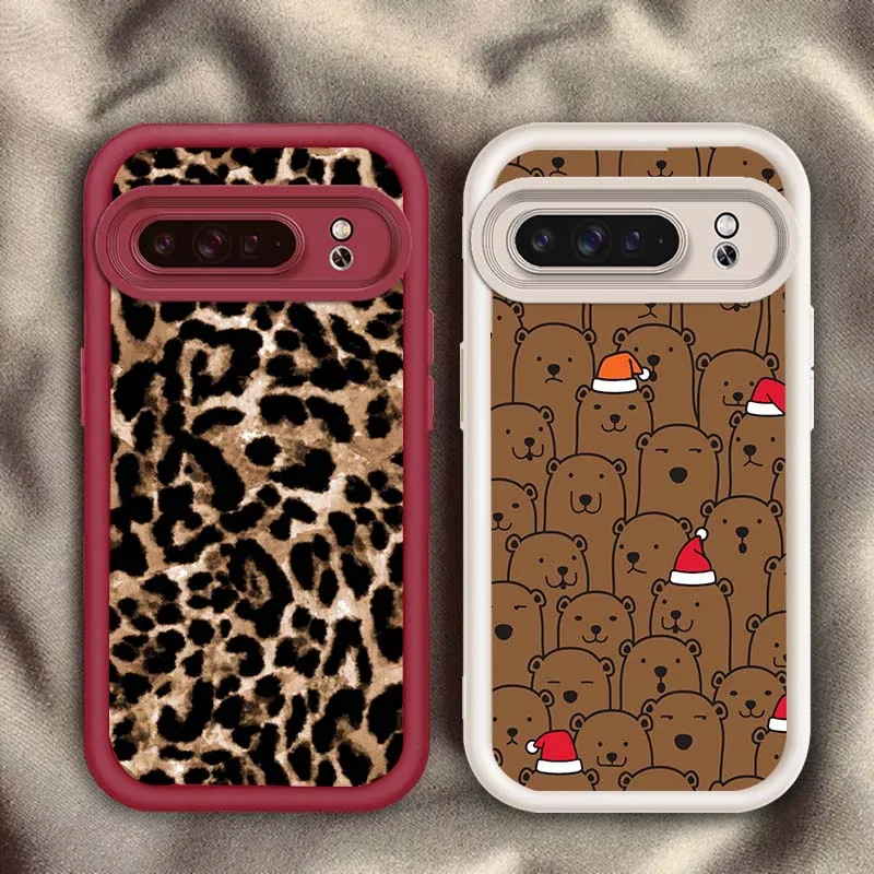 

Leopard Print Cartoon Bear Phone Case For Google Pixel 9 8A 8 7 7A Pro XL 5G Eye Ladder Soft TPU Shockproof Cover