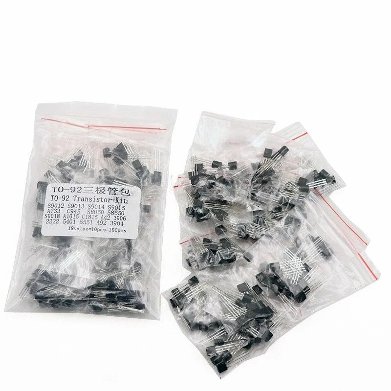 180PCS TO92 Transistor Assortment Kit 18 Values S9013 S9014 S8050 S8550 NPN PNP Transistor Set DIY