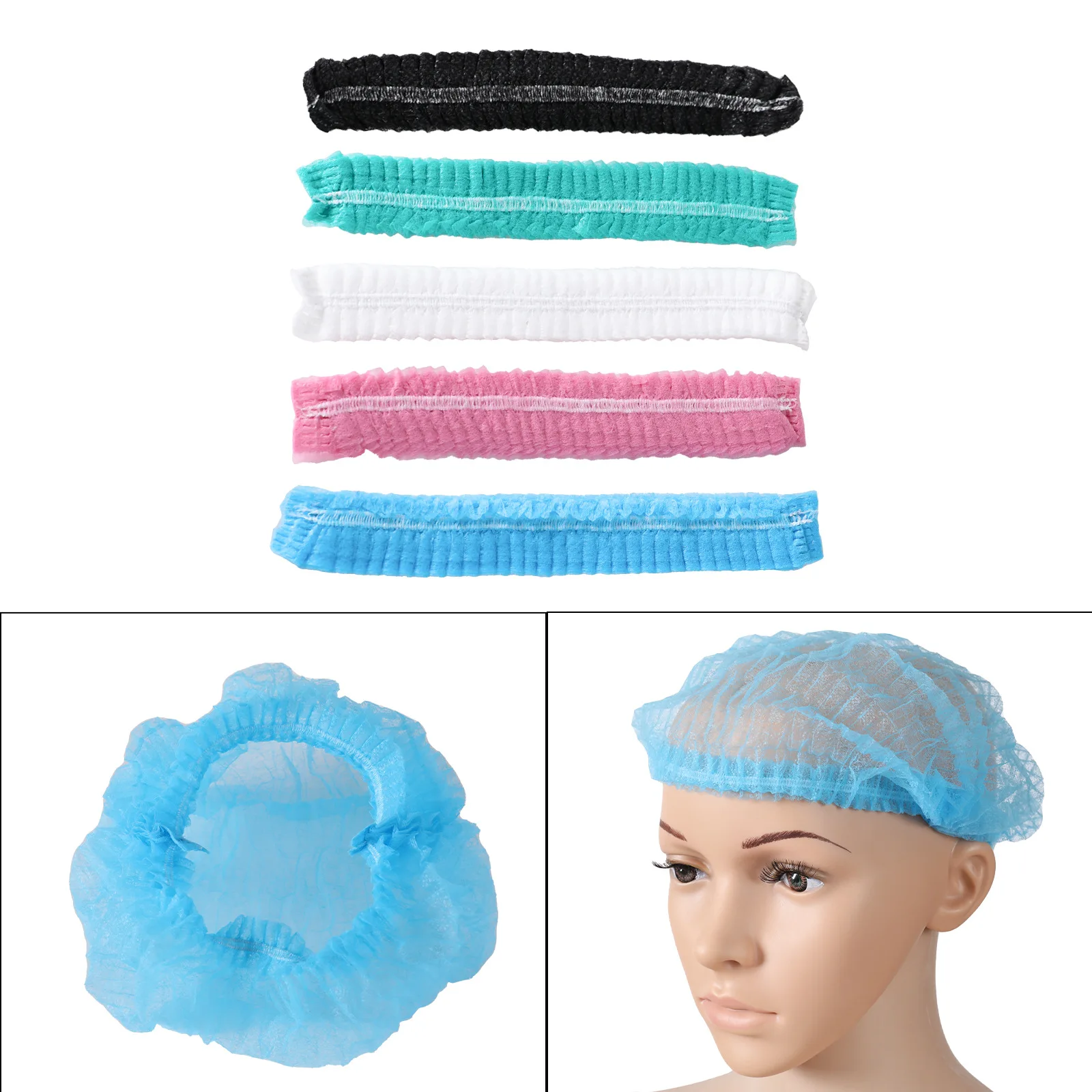 100pcs Disposable Microblading Non Woven Fabric Permanent Makeup Hair Net Caps Sterile Hat For Eyebrow Tattooing Catering Hat