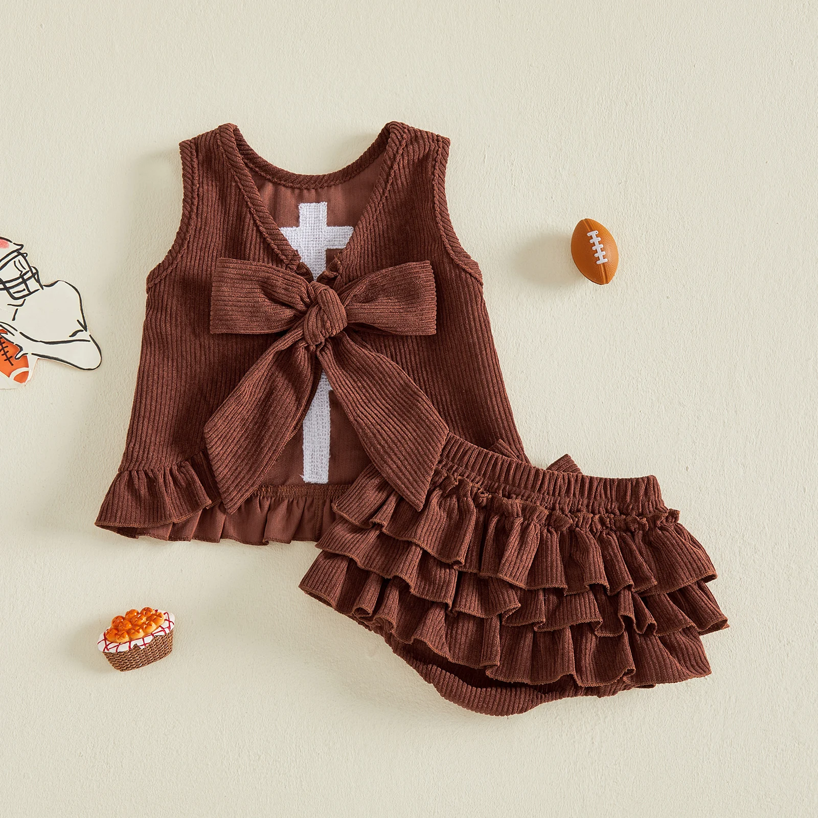 Fashion Baby Girls Corduroy Shorts Set Sleeveless Contrast Color Tank Top with Shorts Cute Baby Clothes Set