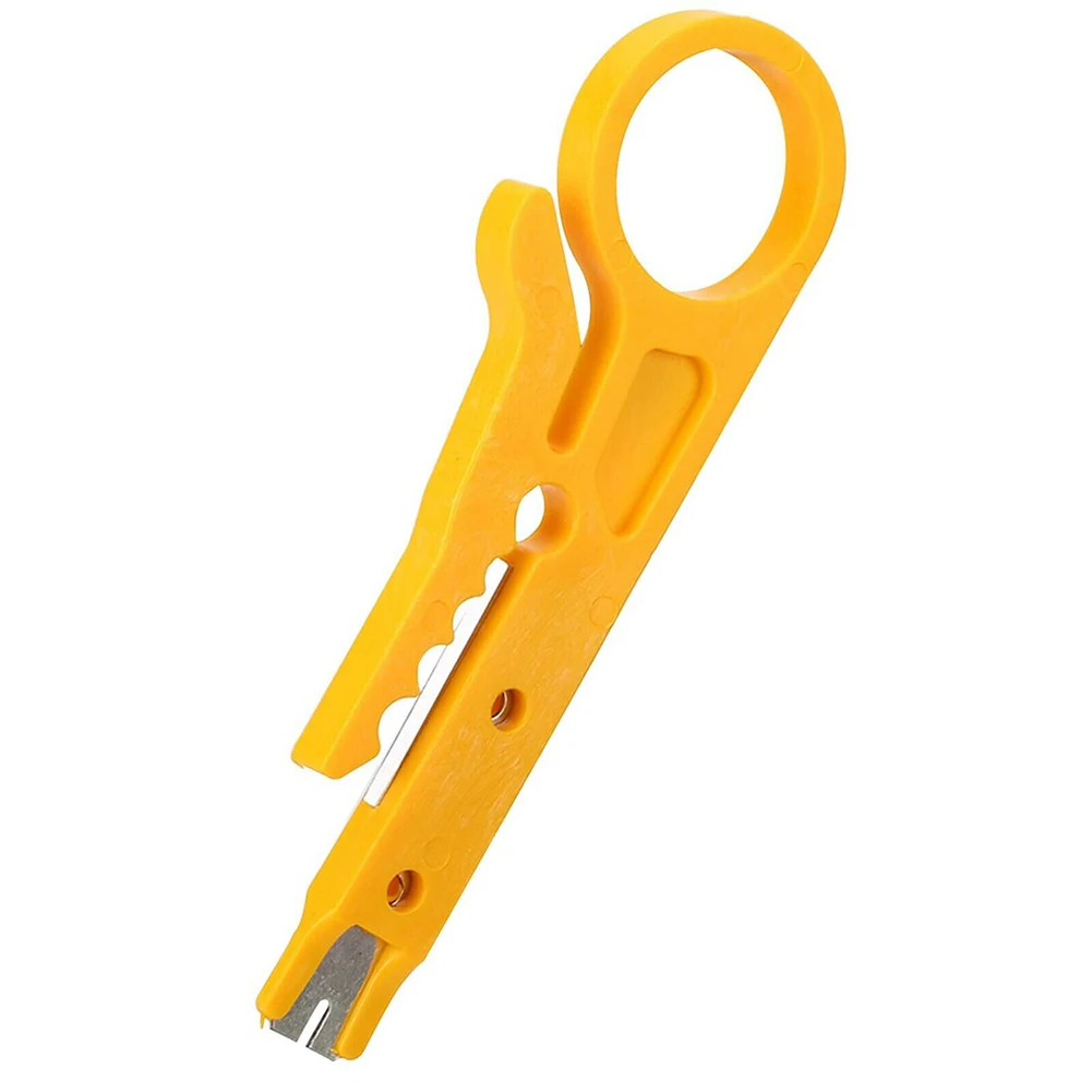 10pc gelber Kabel ab streifer Kunststoffst reifen Drahts tempel nach unten Cutter Stripper manuelle Zange Werkzeug für Cat-5 CAT-5e Cat-6 Datenkabel – Detail 9