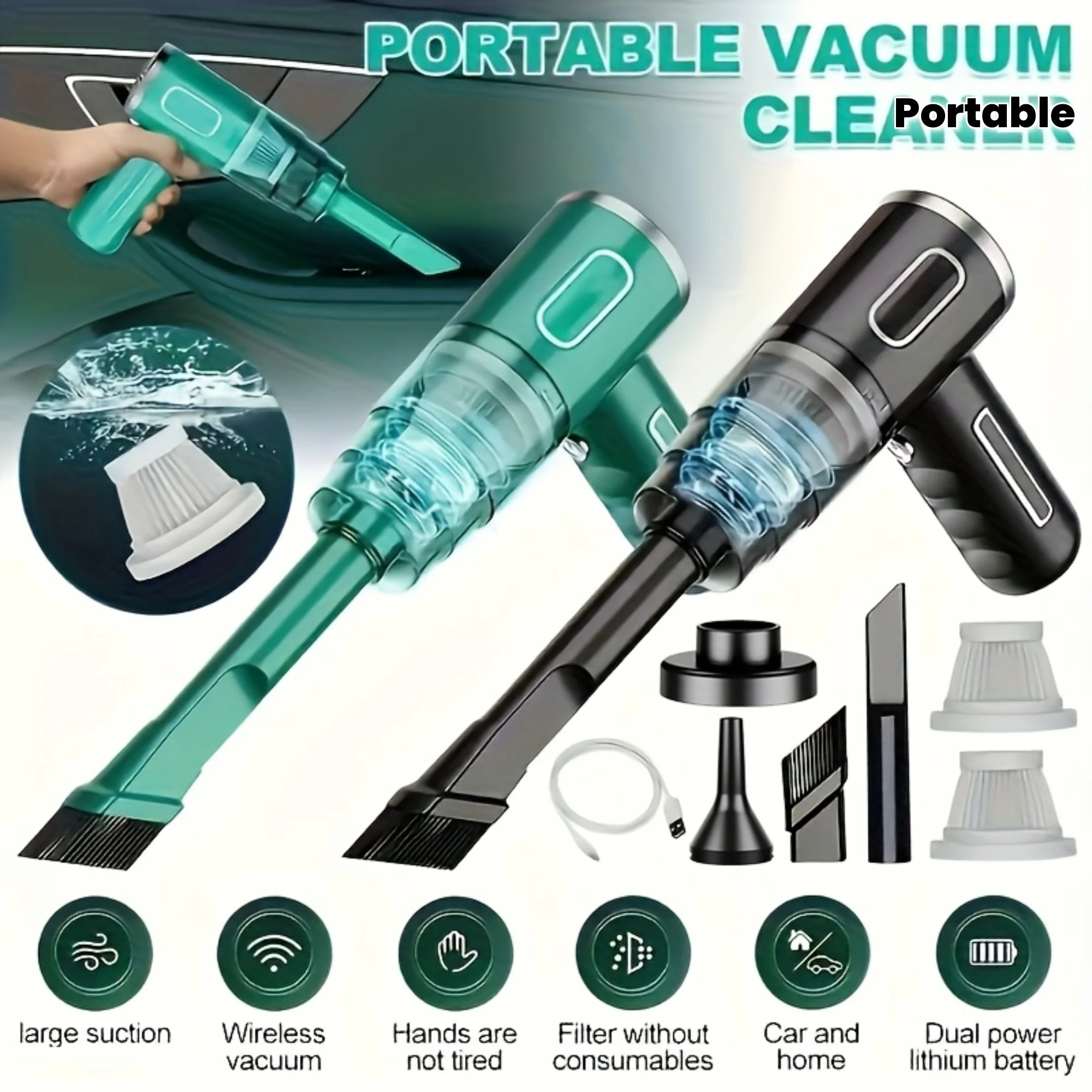 Mini Portable  Handheld Dry And Wet Car Vacum Cleaner for Car, Home, Office, Pet,aspirdora para coche