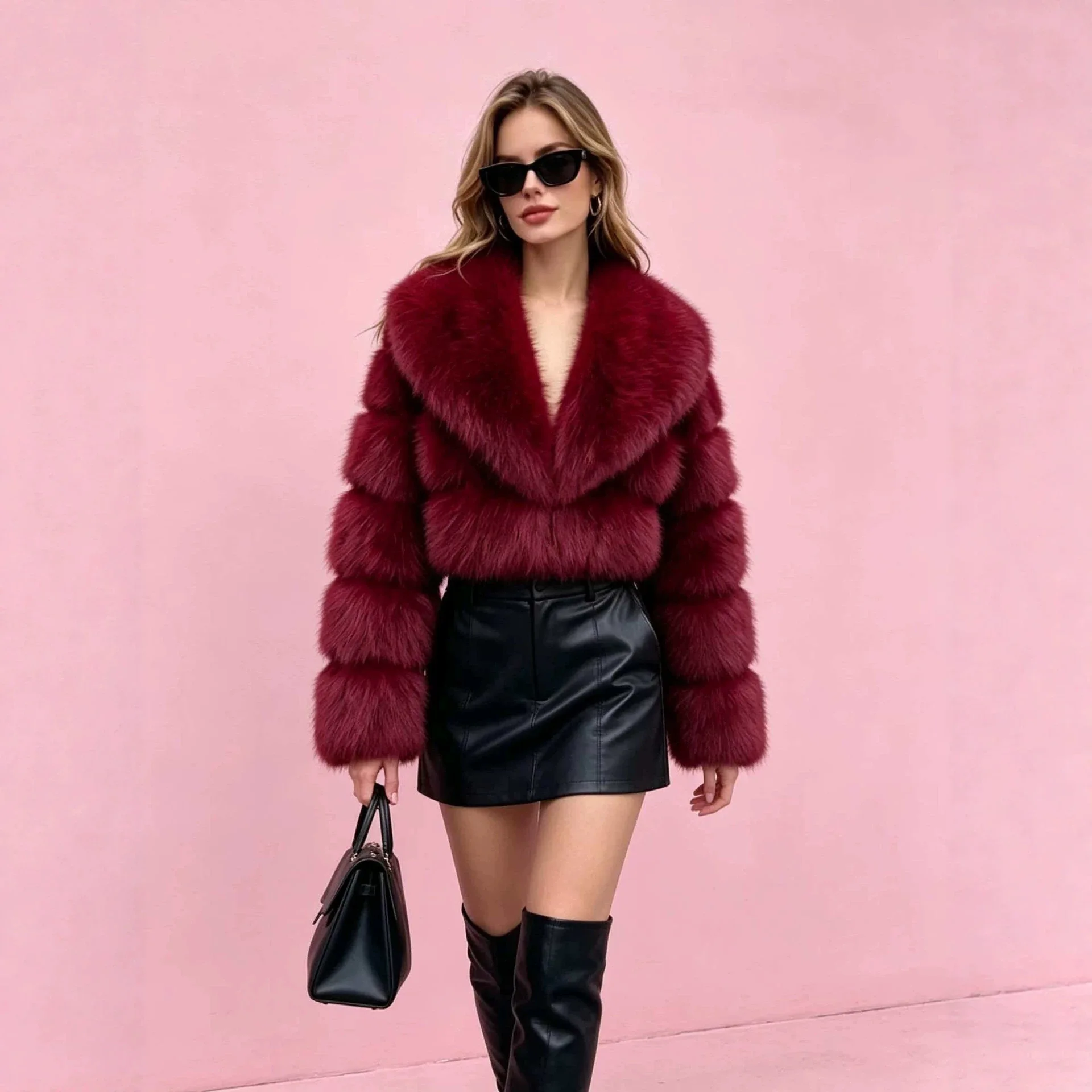 Trend Fur Top New Cropped Faux Fur Coat Woman Clothing Furry Faux Fur Jacket Winter Coats for Woman Outerwears Top Mujer