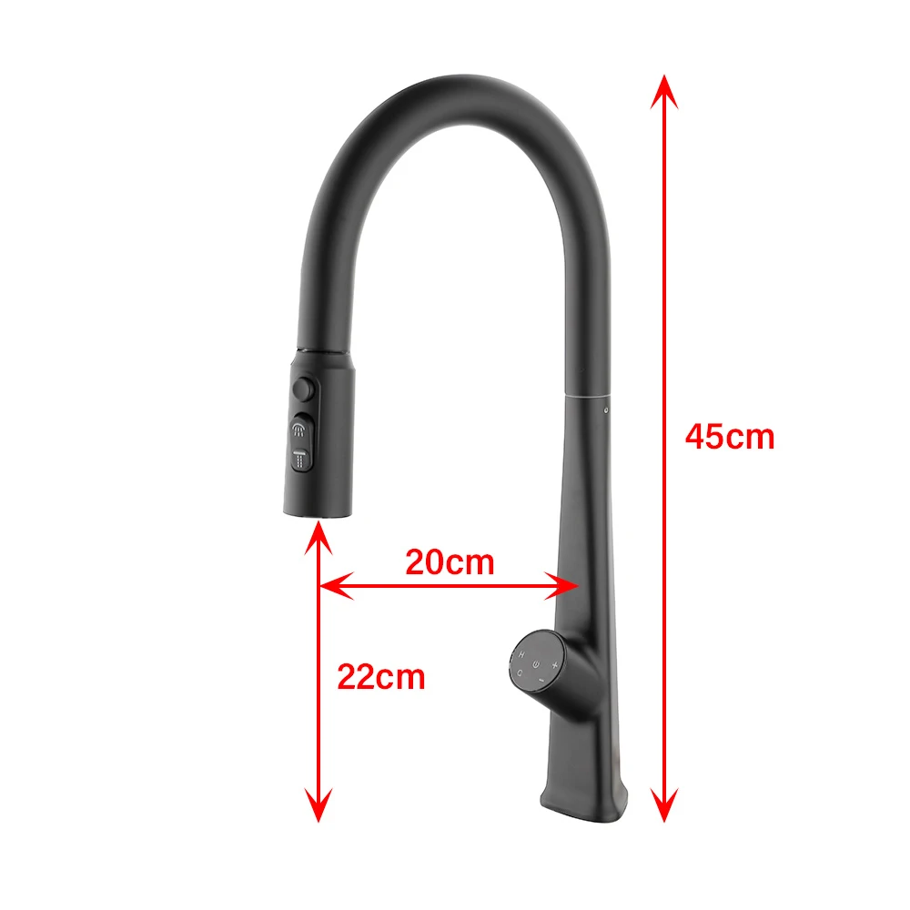 الذكية التلقائي الاستشعار صنابير المطبخ Touchless بالوعة المطبخ صنبور سحب أسفل رذاذ LED شاشة ديجيتال اللمس صنبور حوض خلاط المطبخ حنفية حثية فاخرة حديثة لمطبخ صنابير مياه خلاطات مطبخ ذهبية مصقولة لفيلا منزل فندق تجديد #6