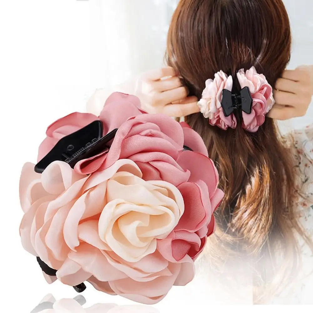 

Korean Style Headwear Ponytail Clip For Women Hair Accessories Jaw Clip Flower Hair Barrette Rose Crab Clip Flower Hair Claw