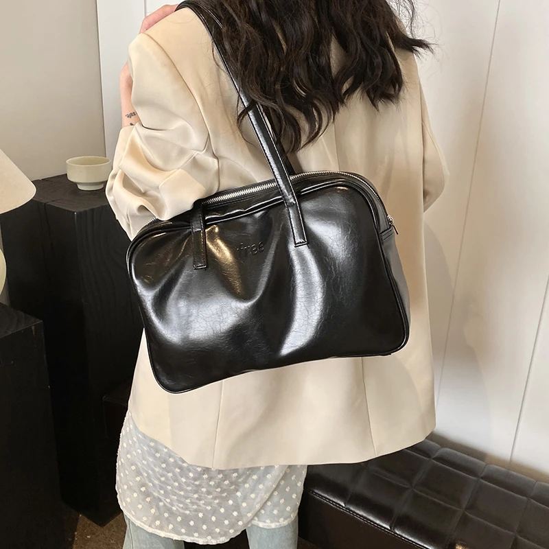 2024 Korean Fashion Casual Women Simple Solid Color Soft PU Leather Designer Shoulder Bag Female Handbags and Purses