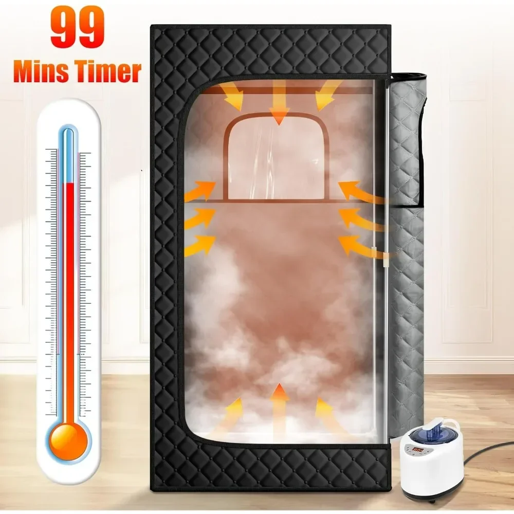 Foldable Steam Sauna, Portable Sauna for Home, Sauna Tent Sauna Box with 3L Steamer, Remote Control, Folding Chair, 9 Levels