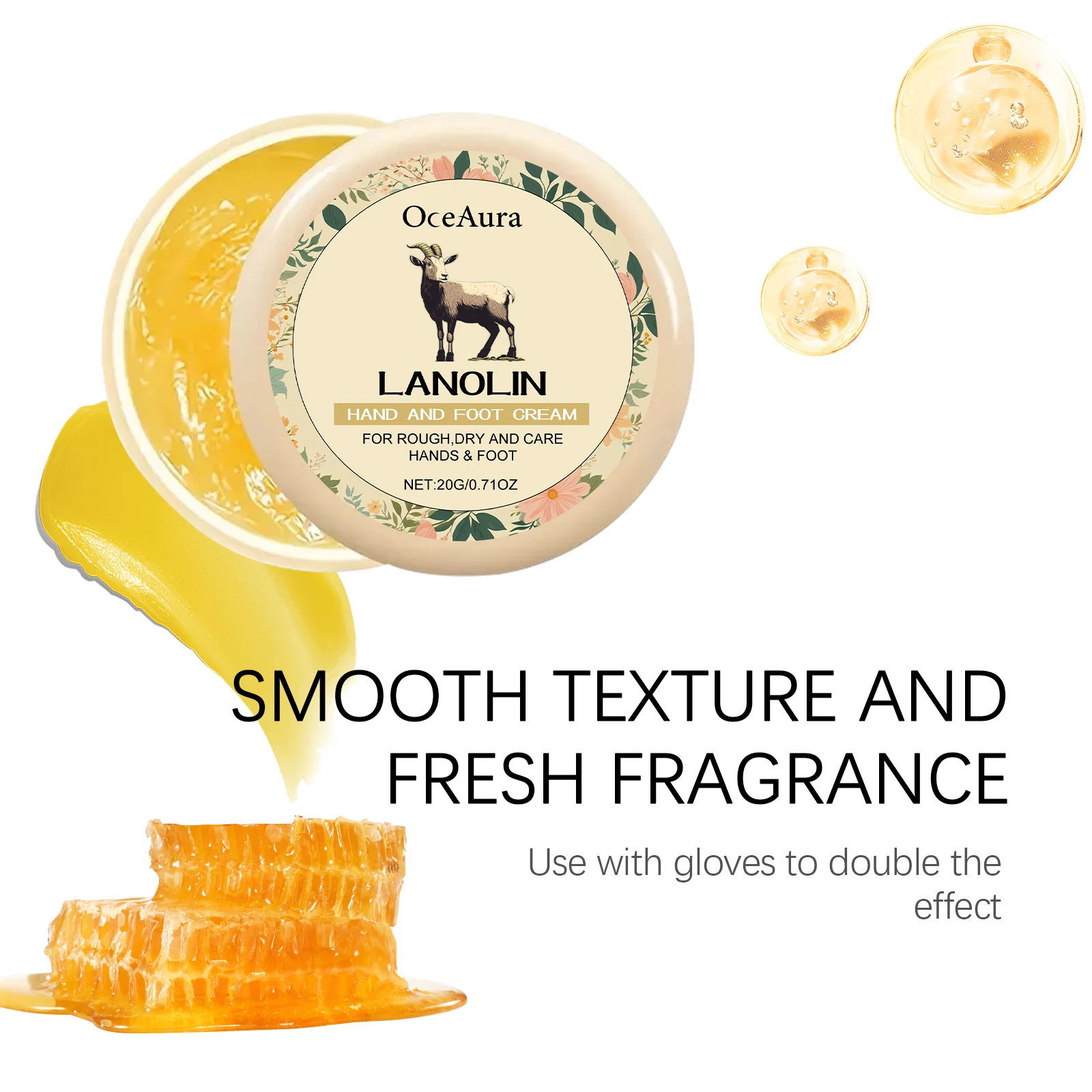 Lanolin Hand and Foot Moisturizing Cream for Dry Rough Skin Anti Cracked Improve Dry Peeling Skin Repair Barrier Skin Care 20g view 4