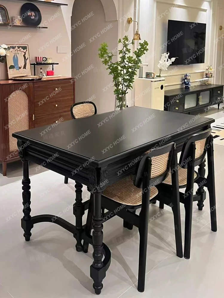 A Solid wood dining table French retro dining table B & B medieval restaurant rectangular table