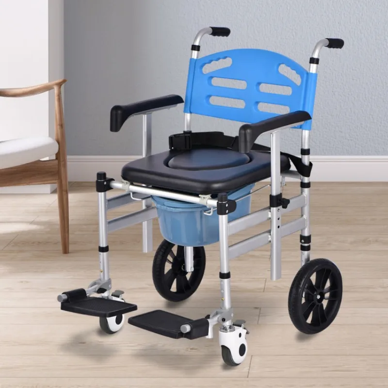 

Transport Chair for The Elderly, Disabled Mobile Toilet Chair on Wheels, Foldable Disability Lift Chairs, Transfer Wheelchair