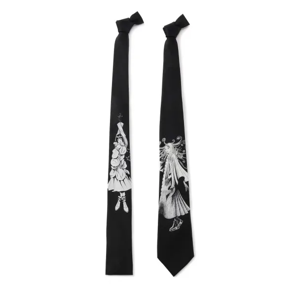 YAMAMOTO-Style 2024 HighQuality Clothing Accessory Unisex Dark Style Comic Silk Printed Tie For Men And Women