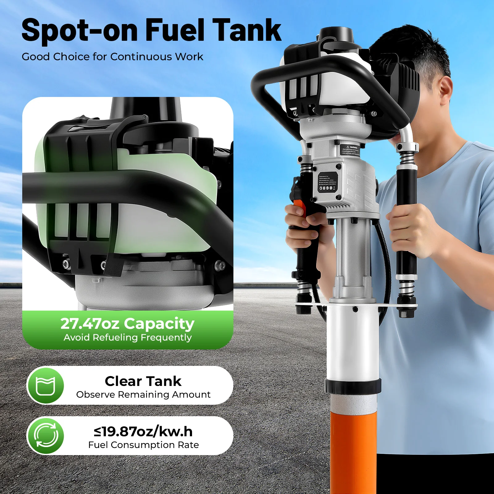 

Бензиновый свайный отверт — эффективный, 1,2 кВт, скорость 8500 об/мин, ударная энергия, 20-45 Дж, идеально подходит для быстрого и легкого использования.