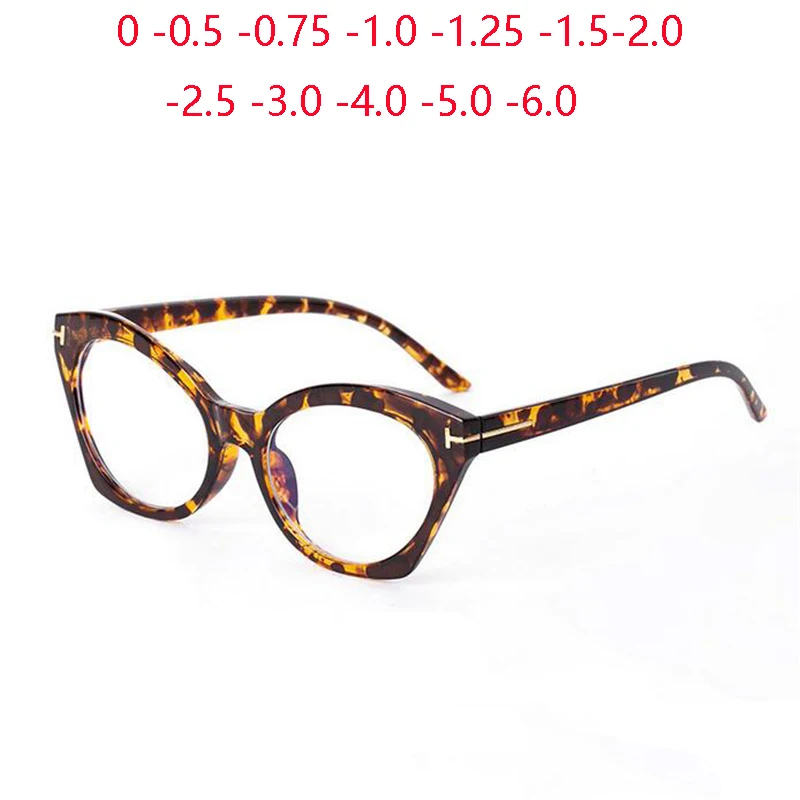 

Leopard Frame Blue Light Blocking Cat Eye Myopia Glasses With Degree Minus Lenses Prescription Spectacles 0 -0.5 -0.75 To -6.0