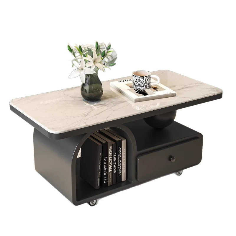 Microcrystalline stone rectangular coffee table small apartment living room household removable tea table