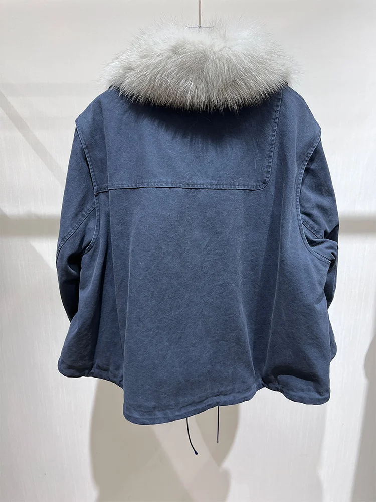 2025 Winter Warm Women Goose Down Jacket Real Natural Fox Fur Collar Puffer Jacket Luxury Outwear Female Coat