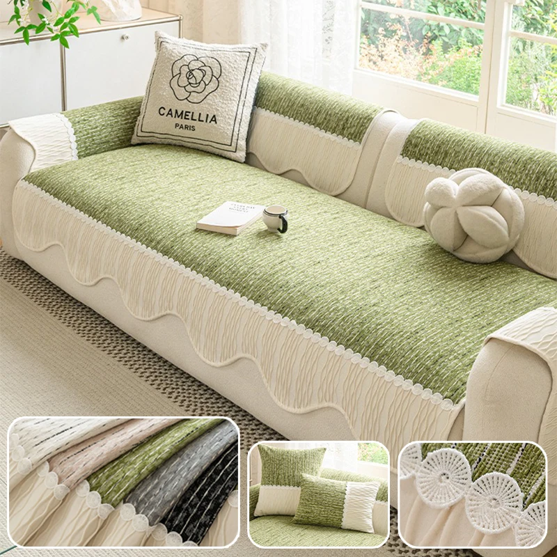 

Universal Chenille Sofa Cover Non Slip Thickened Washable Plush Dustproof for Living Room Couch Backrest Seat Cushion Decor