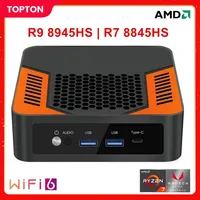 New Solid Pocket Mini PC TOPC AMD Ryzen 9 8945HS R7 8845HS USB4.0 Dual LAN 2xDDR5 PCIe4.0 Windows 11 Gaming Mini Computer WiFi6E