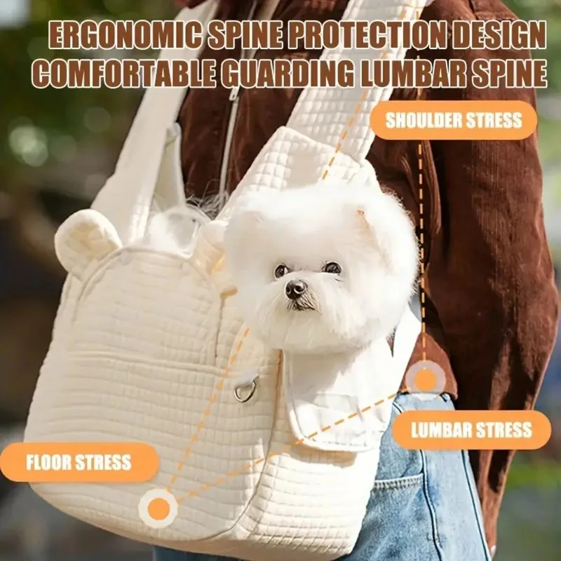 

Cotton Pet Travel Bag Large Capacity Portable Pet Carrier Backpack Comfortable with Secure Snap Closure For Small Dog And Cat
