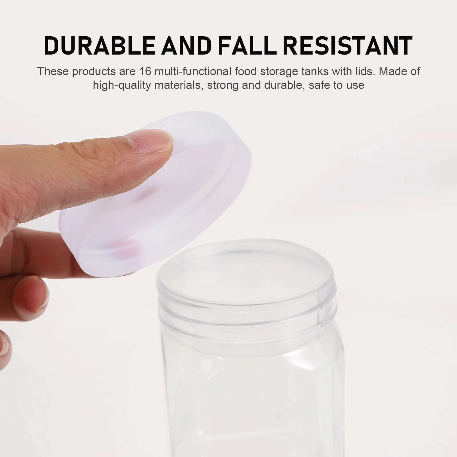 

Набор из 16 прозрачных пластиковых контейнеров для хранения продуктов с крышками, 1000 мл, для меда, джема, специй, бобов, орехов, кухонные емкости для ежедневного использования и вечеринок