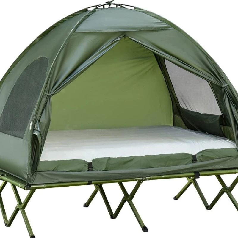 One Person Compact Pop Up Portable Folding Outdoor Tents Camping Cot Tent Combo Set