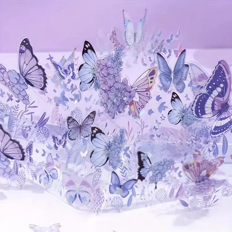 Purple Butterfly Birthday Pop Up Card,PVC graceful butterfly swaying Flower 3D Greeting Card Gift for All Occasion