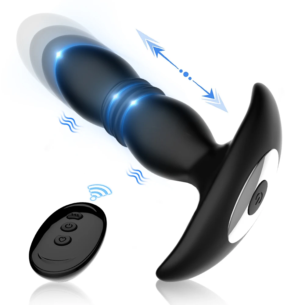 Wireless Anal Vibrators 2 In 1 Thrusting Vibration Prostate Massager G Spot Butt Plug Stimulator Adult Sex Toys for Couples Play