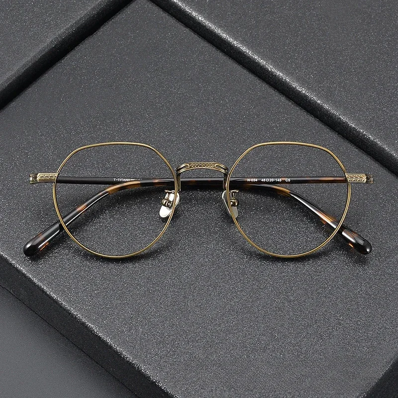 

Japanese Retro Titanium Eyeglasses Men Frames N034 Polygon Brand Design Lightweight Handmade Women Blue Light Blocking Eyewear
