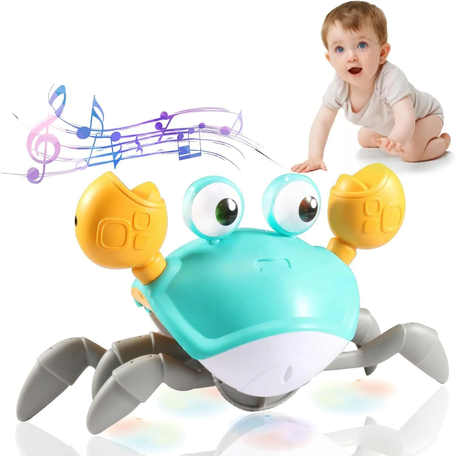 Crawling Crab Baby Toy - Infant Tummy Time Toys for -6 6-12 Learning Crawl 9-12 12-18 Toddler Babies Boy Crabby Toys  4 5 6 7 8