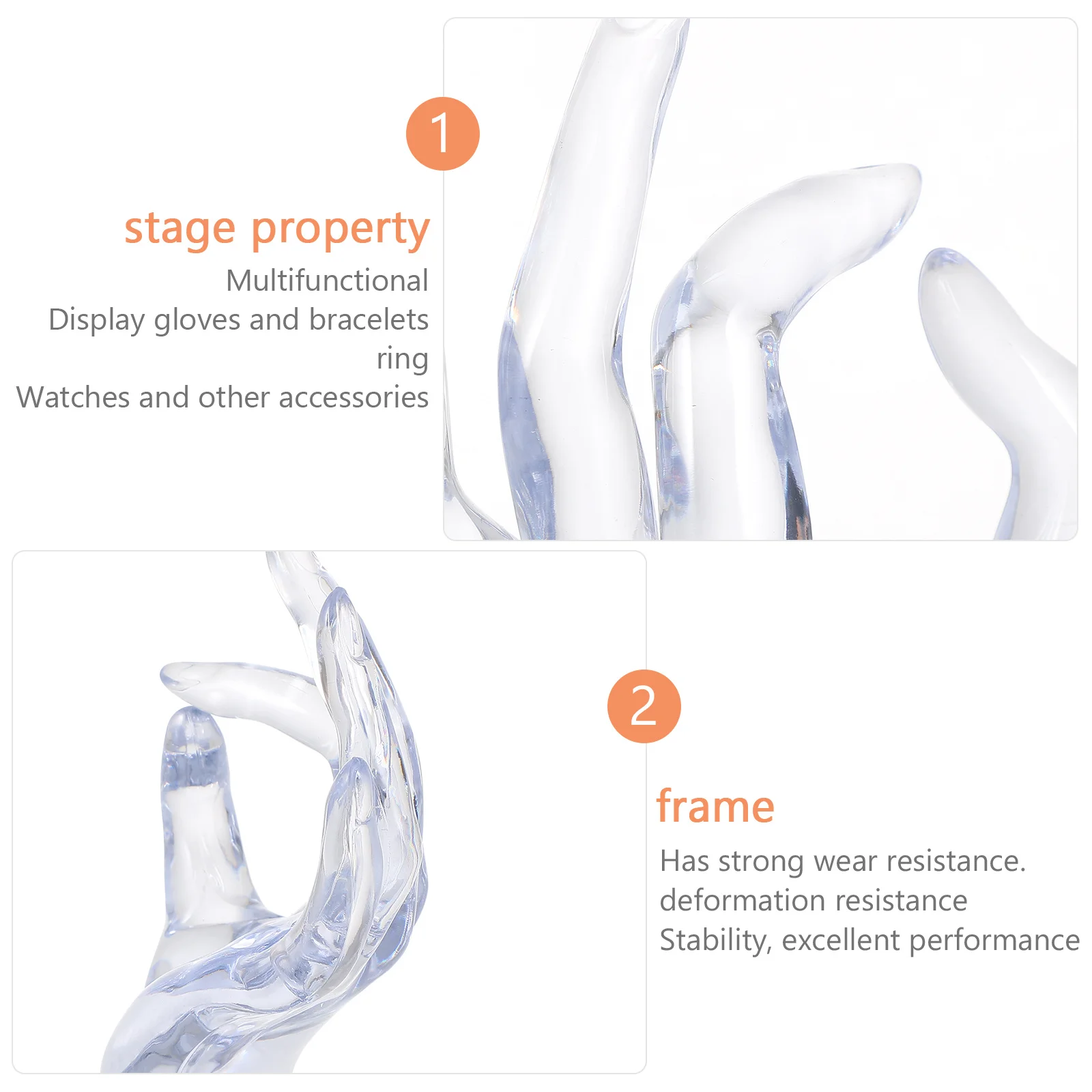 

Hand Form Ring Holder Transparent Durable Lightweight Jewelry Display Stand For Bracelets Watches Gloves Storage Organizer