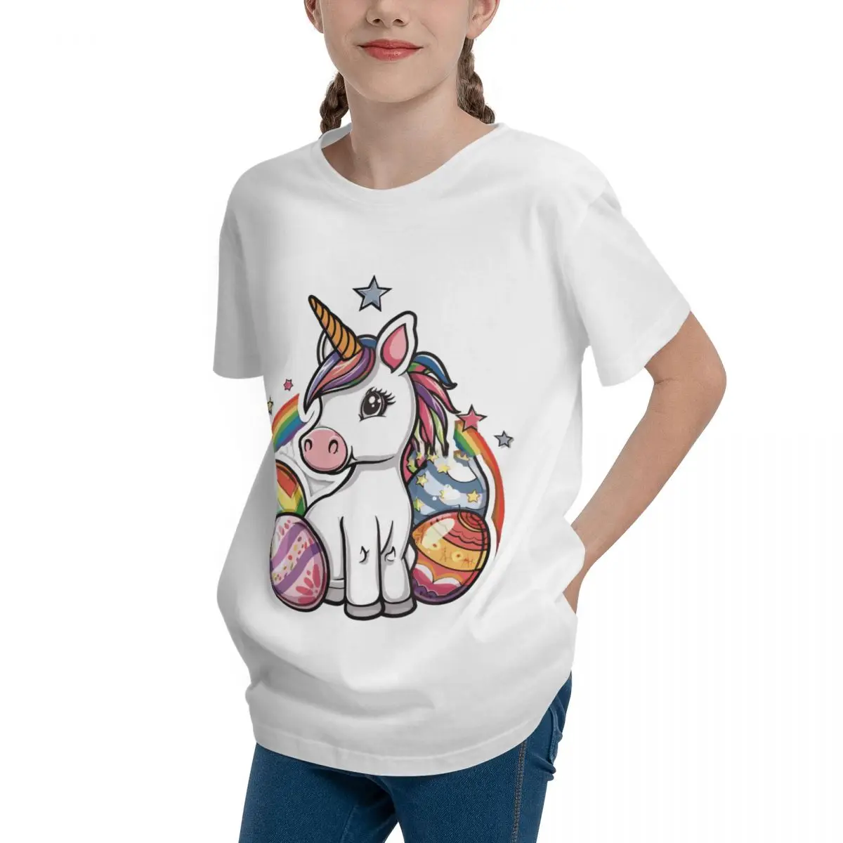 Einhorn Ostern für Kinder Regenbogen und Eier für hochwertige T-Shirt niedlichen lustigen sarkastischen Fitness frischen Jugendlichen T-Shirt