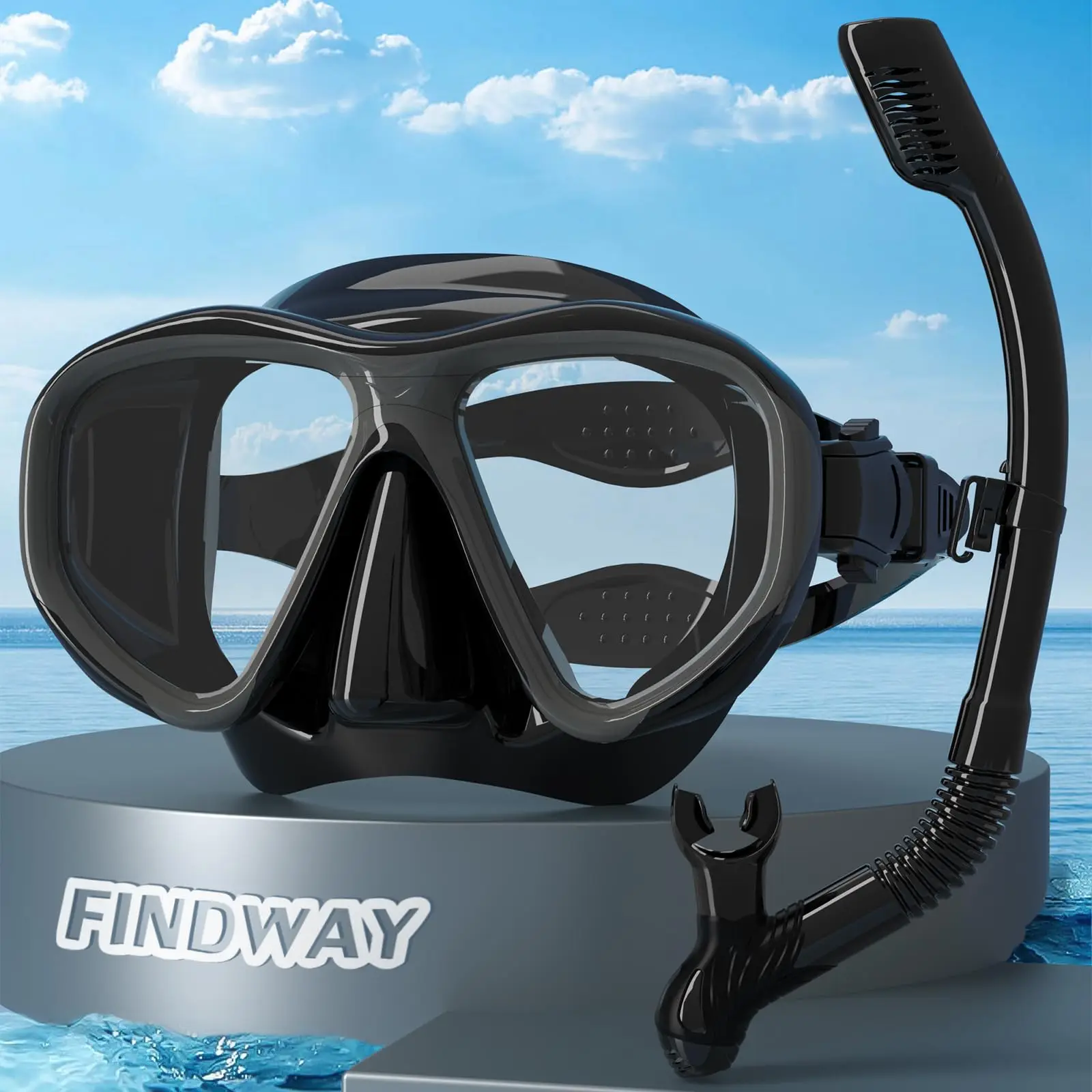 

Набор для подводного плавания Findway для взрослых, оснащенный очками для подводного плавания и трубками для подводного плавания, противотуманным, УФ-защитой, закаленным стеклом