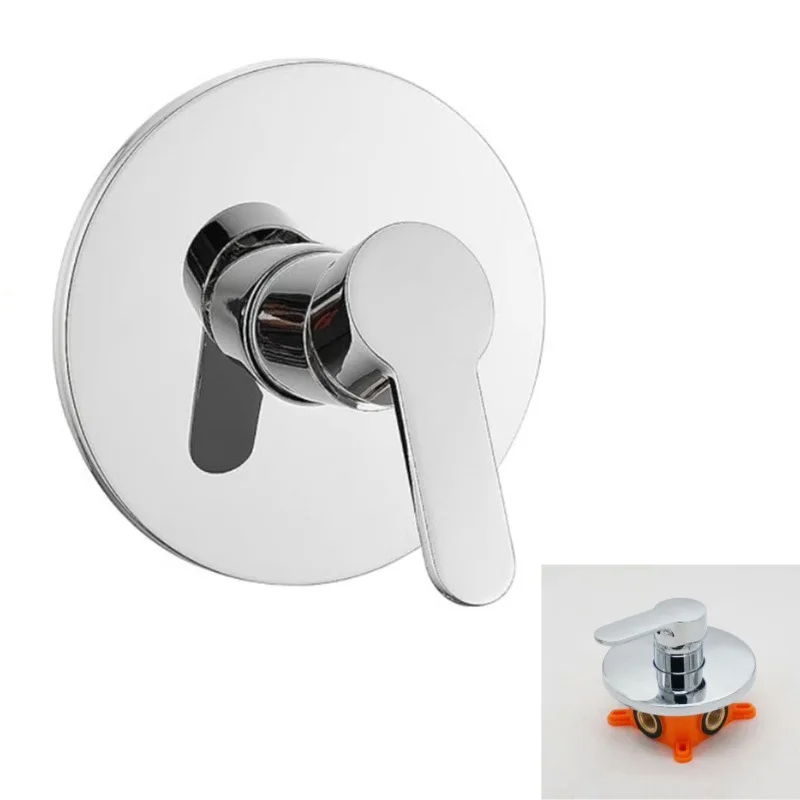 Electroplated All-copper Concealed Shower Faucet, Single-function Wall-type Circular Pre-embedded Box Tee Shower Faucet