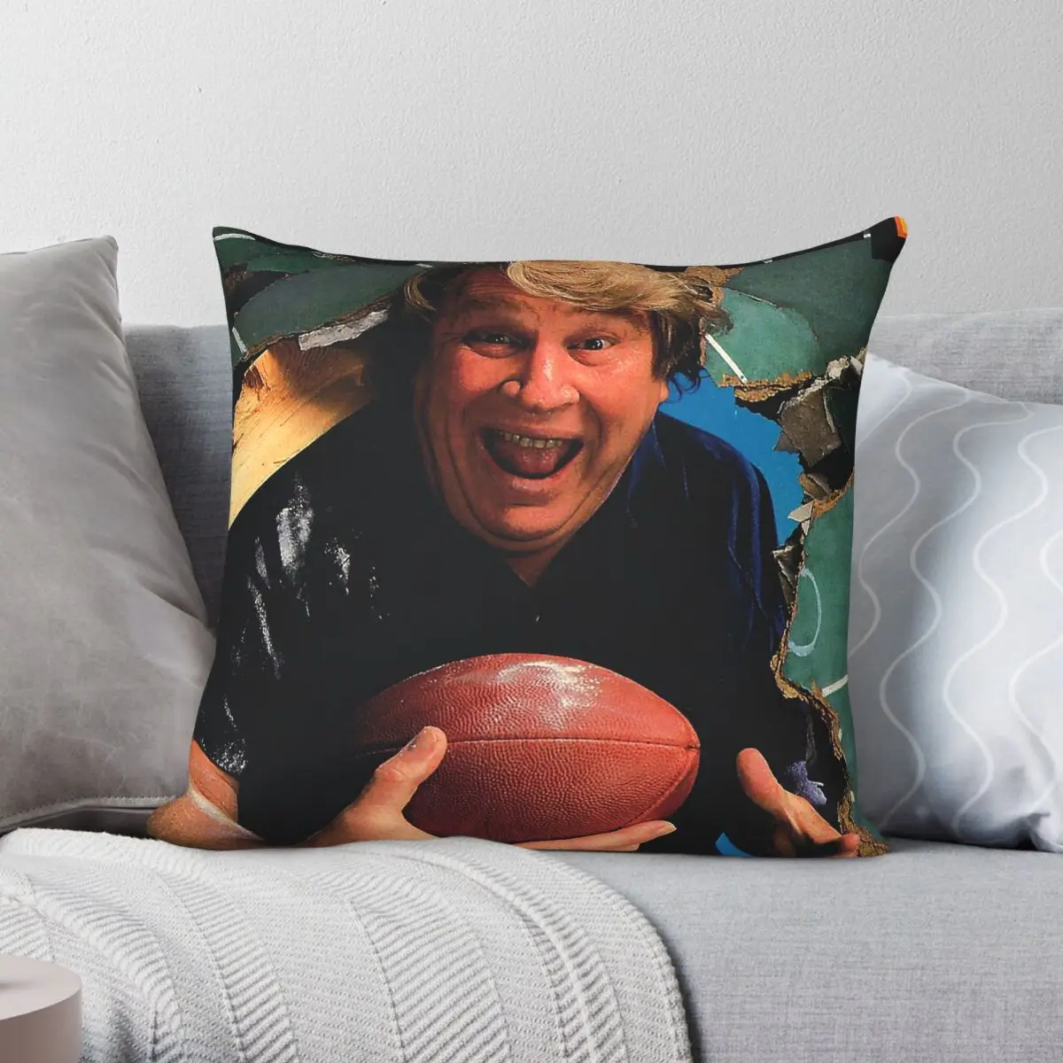 John Madden Football Square Pillowcase Polyester Linen Velvet Pattern Zip Decor Home Cushion Cover