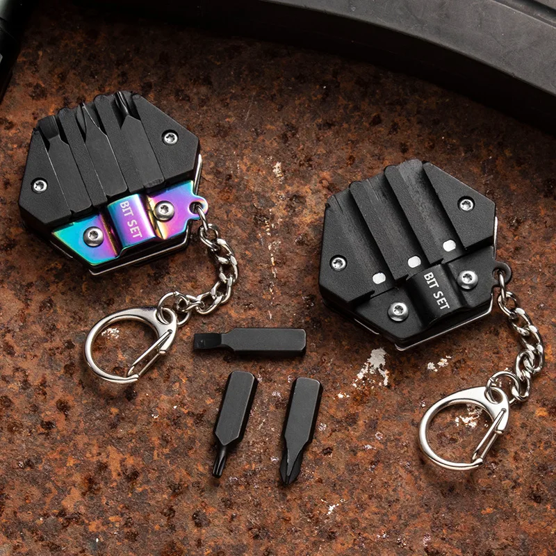 Keychain Screwdriver Multifunctional Hexagon Coin EDC Tool Mini Pocket Folding Knife Ruler Bottle Opener Key Chains Rings Gadget