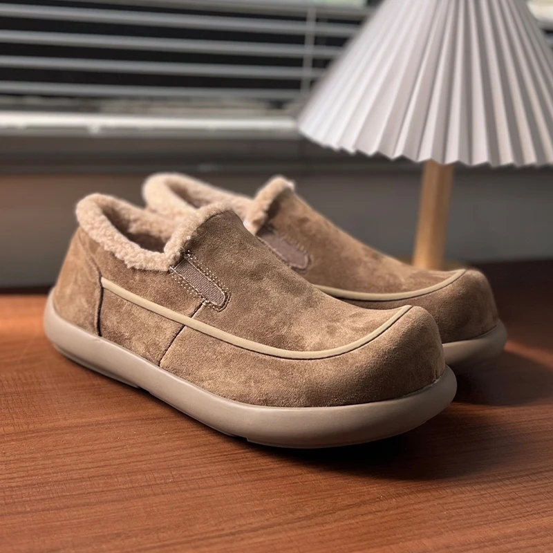 Sepatu Pria Musim Gugur/Dingin Kasual Berlapis Bulu Hangat Sepatu Bot Salju Musim Dingin Tahan Dingin Sepatu Kerja Komuter Sepatu Bot Berlapis Katun