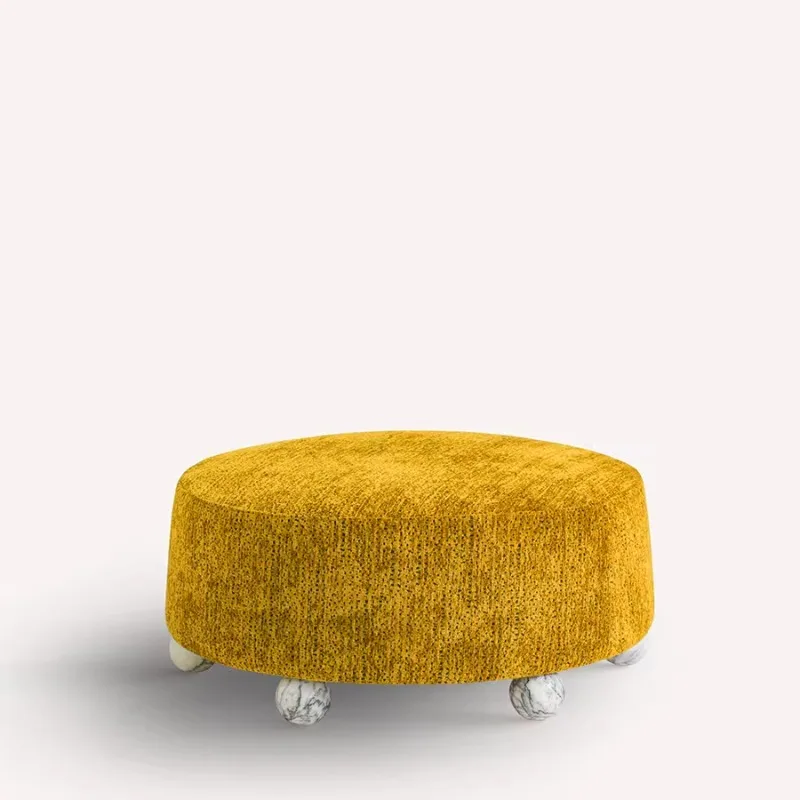 Morro Ottoman Italian Natural Marble Leisure Round Bench Changing Chair Public Space Rest Soft Bench