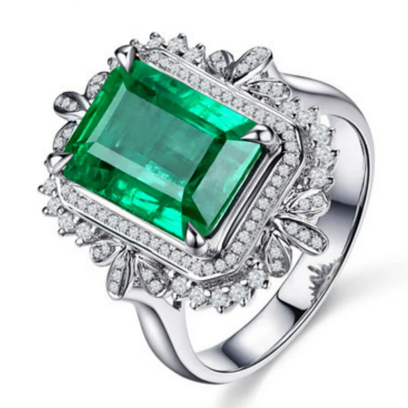925 Silver Fashion Ring with Imitation Natural Jade Unique Circular Design Exquisite Green Jewelry Excellent Gift Choice