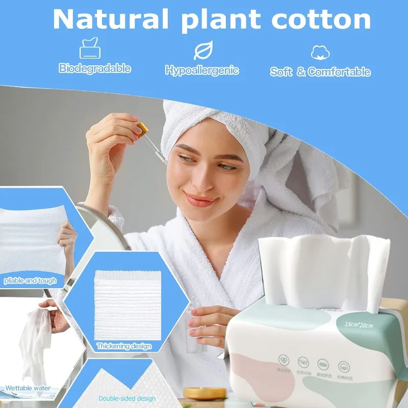 1pack 80pcs for face body disposable face towel travel cotton make-up cleaning soft dry and wet washcloth 100% cotton face towel