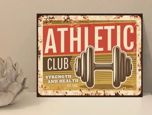 1x Athletic Club Weights Metal Plaque Sign Gift House Novelty (mt29) --Tin Sign