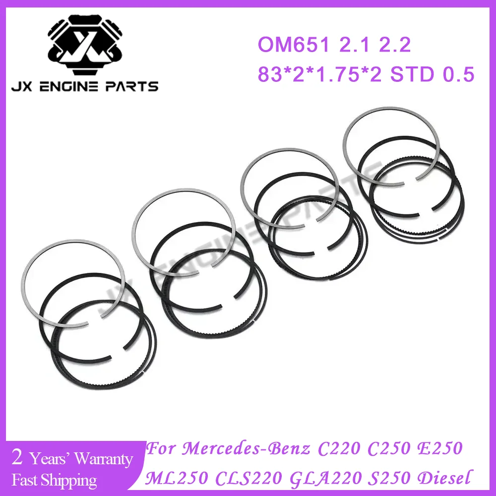 OM651 Engine STD 0.5 Piston Ring Set For Mercedes-Benz 2.1 2.2 C220 C250 E250 E300 ML250 CLS220 GLA220 S250 2.1L 2.2L Diesel