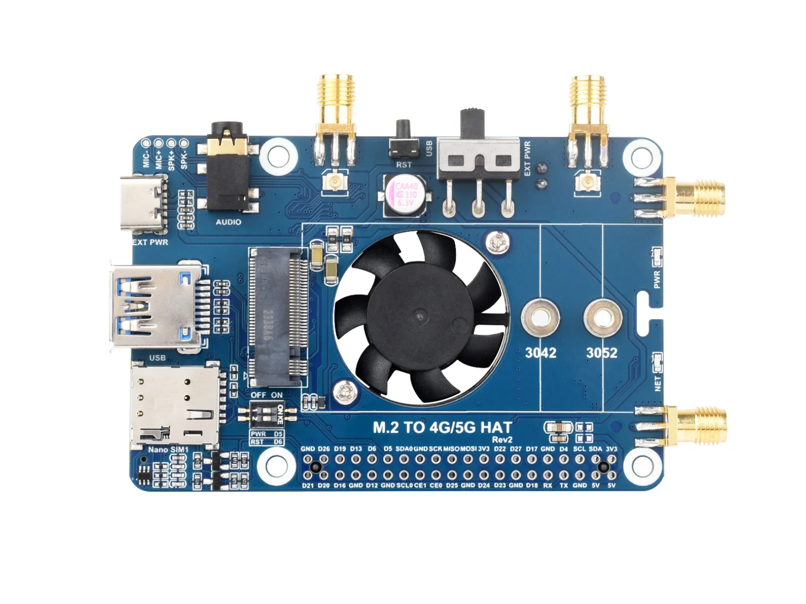 Imagem -04 - Chapéu Sim7600g-h-m2 4g para Raspberry pi Lte Cat4 de Alta Velocidade Multiband de Cobertura Global Compatível com 4g 3g 2g Gnss