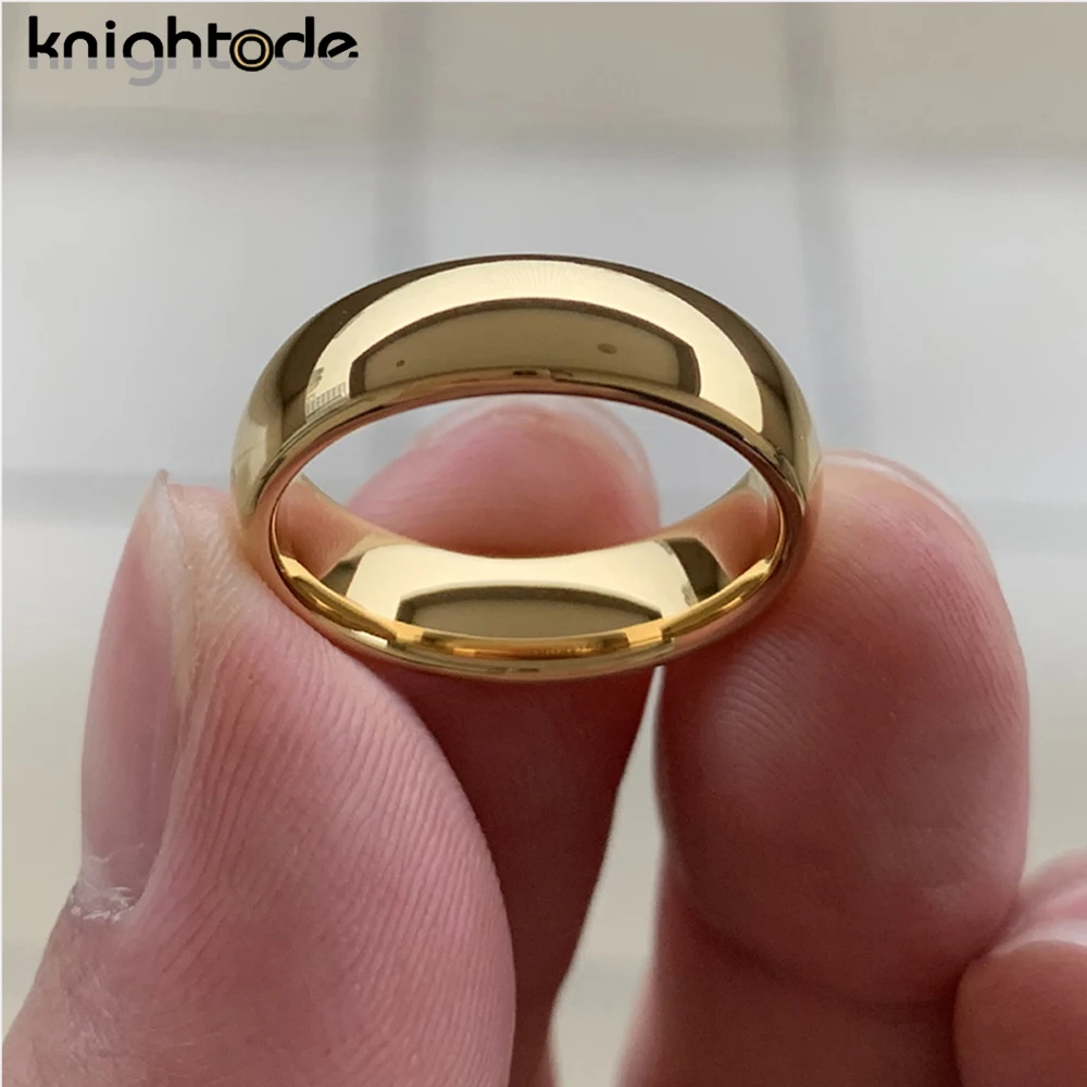 Classic Gold Color Wedding Band Tungsten Carbide Rings Women Men Engagement Gift Jewelry Dome Polished Finished Comfort Fit