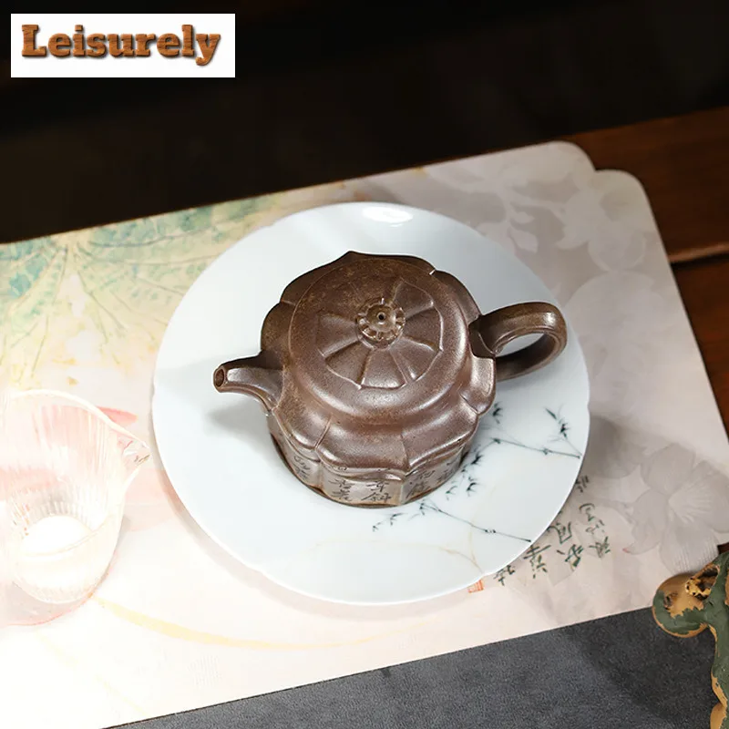 290ml Yixing Purple Clay Teapot Handmade Large Caliber Pot Raw Ore Agilawood Mud Tea Soaking Kettle With Strainer Zisha Tea Set