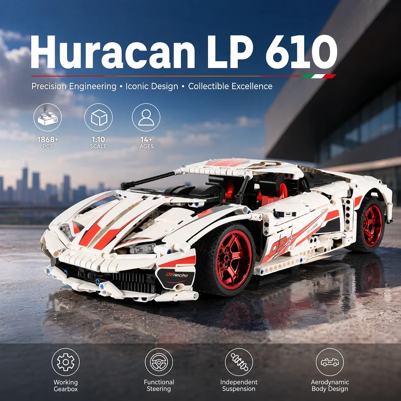 Klemmbausteine Technisches LP 610 Rennwagen-Bausteinset Sportfahrzeug Hypercar Supercar Montage-Bausteinmodell Auto-Fan Jungen Spielzeug Erwachsene Kinder DIY Geschenk 1696 Teile