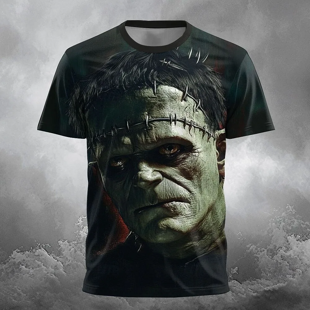 Halloween Men's Zombies 3D T Shirt Short Sleeve T shirt 3D Print Crew Neck Shirt Exaggerated Designer Horror Party Street Holida