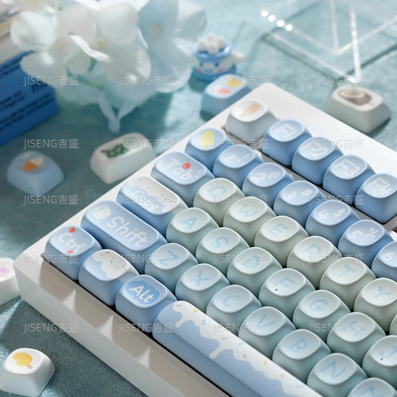 

MOA high keycap mechanical keyboard summer ice cream milk blue pbt hot sublimation schoolgirl custom round cute