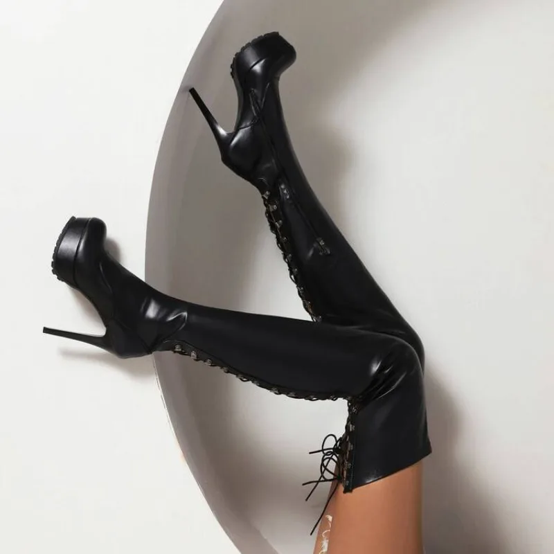 Autumn and Winter New style fashion high-heeled Women's Boots Cross tie straps party sexy Over the knee Thin Heels Women's Boots